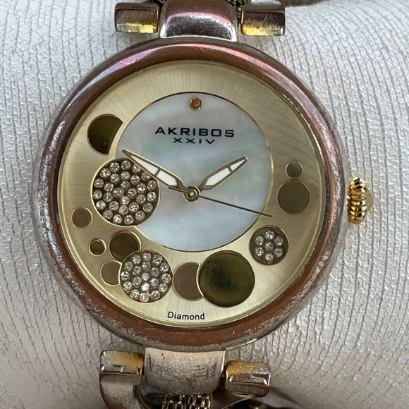 Akribos XXIV Accessories - Akribos XXIV Diamond Women Watch Chain Metal Band Gold Tone Quartz Analog Watch